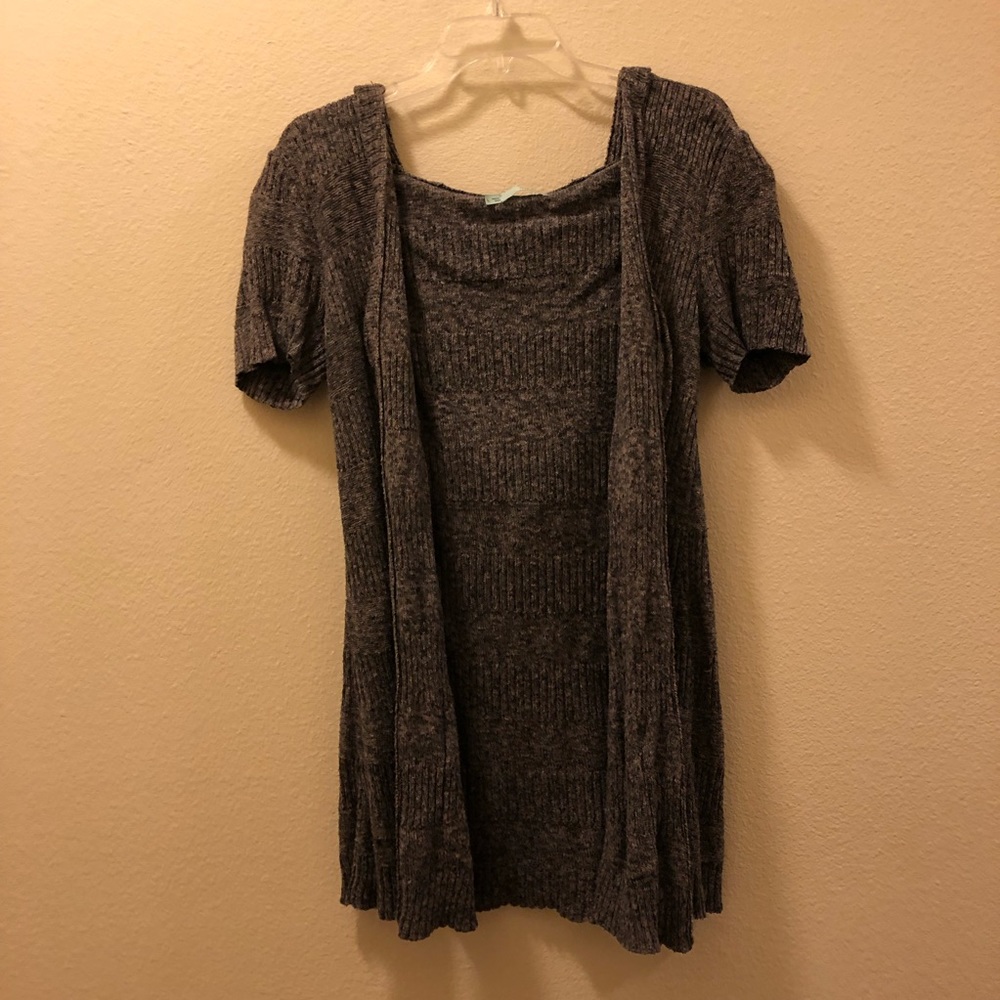 Long Hooded Short Sleeve Cardigan